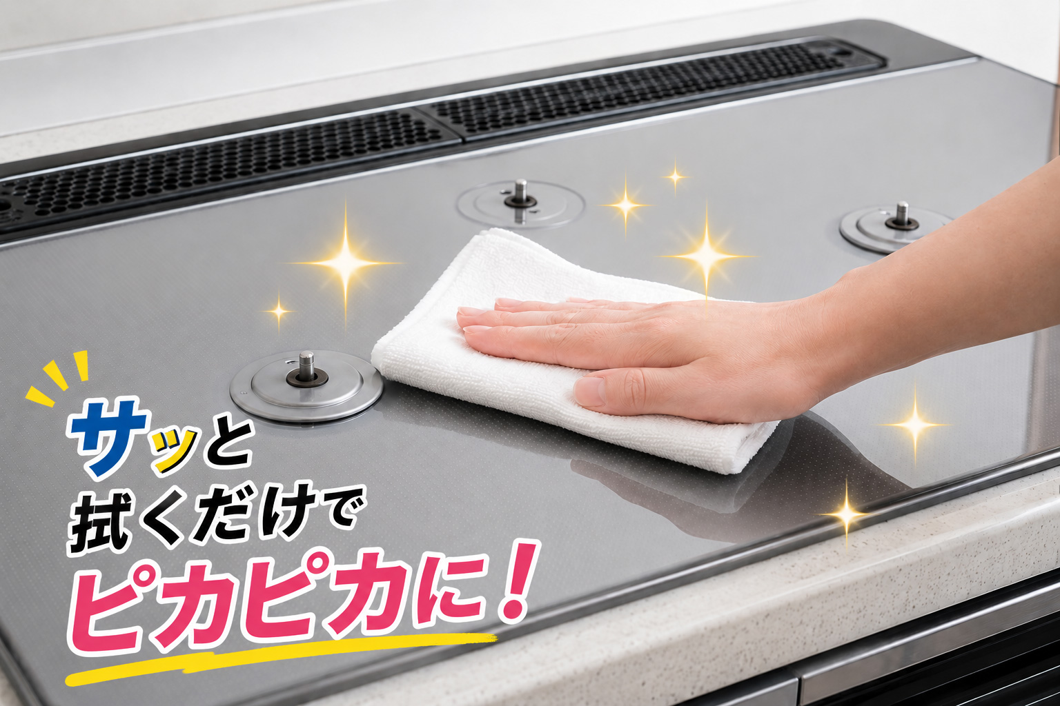 ノーリツのお手入れしやすい天板のイメージ