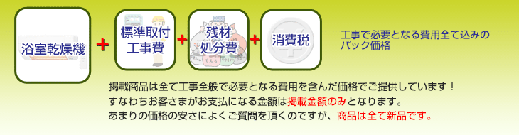 工事で必要となる費用全て込みのパック価格